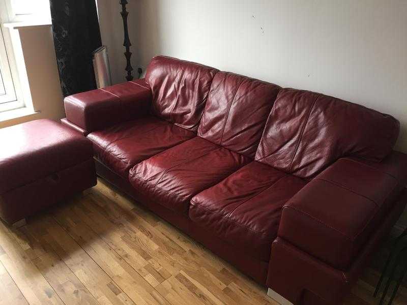 Leather Sofa and Footstool for sale