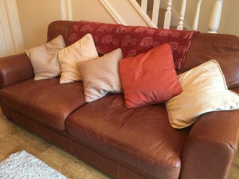 Leather sofa and matching chair