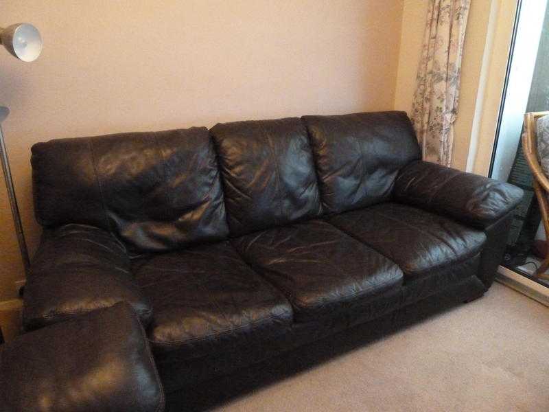 LEATHER SOFA , ARM CHAIR and FOOTREST