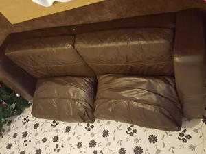 LEATHER SOFA-BROWN 3 SEATER IN GOOD CONDITION 70.