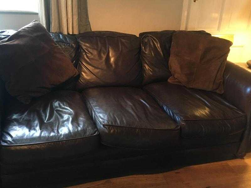 Leather three seater sofa