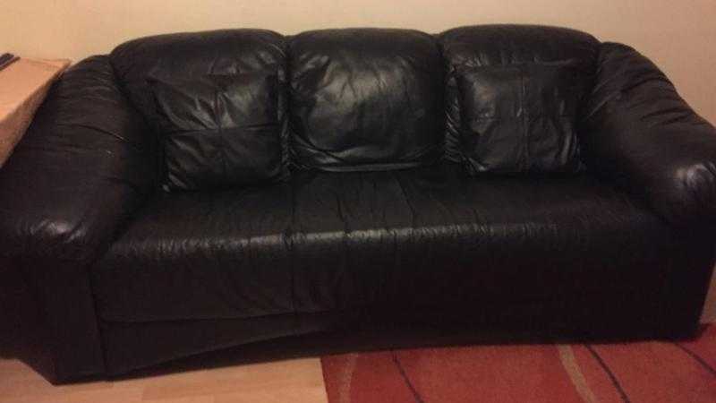 Leather Three Seater Sofa (Black)