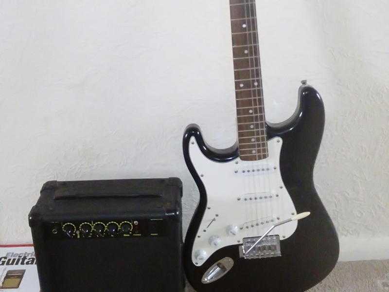 left handed guitar and practice amp