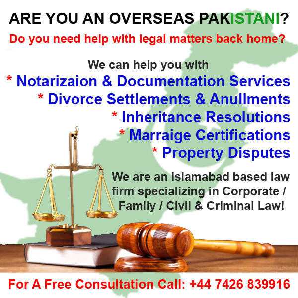 Legal services for Over Seas Pakistanis in UK