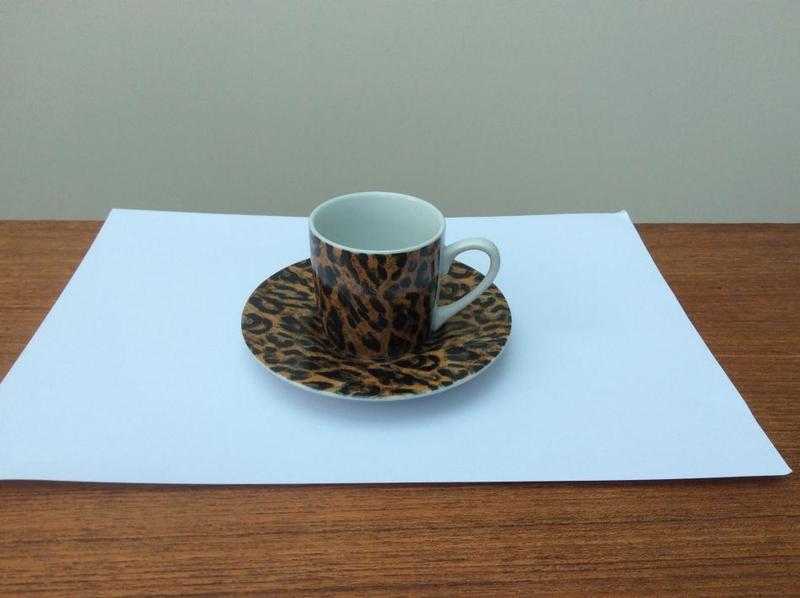 Leopard print espresso coffee cup.