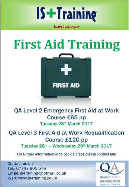 Level 3 First Aid at Work Re-qualification amp Level 2 Emergency First Aid at Work courses