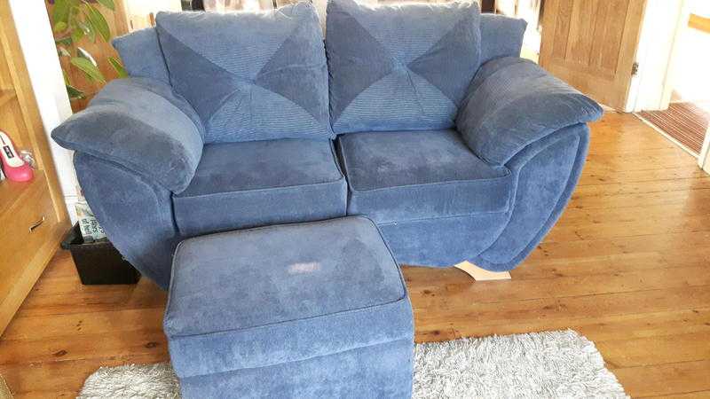 Light Navy Blue 2-Seater Sofa velvet-style soft fabric.