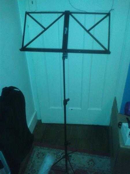 Lightweight metal music stand.  Folds up neatly