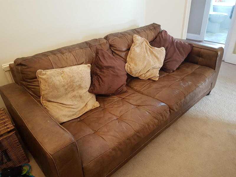 Like new x1 3 seater and  x1 single leather sofa