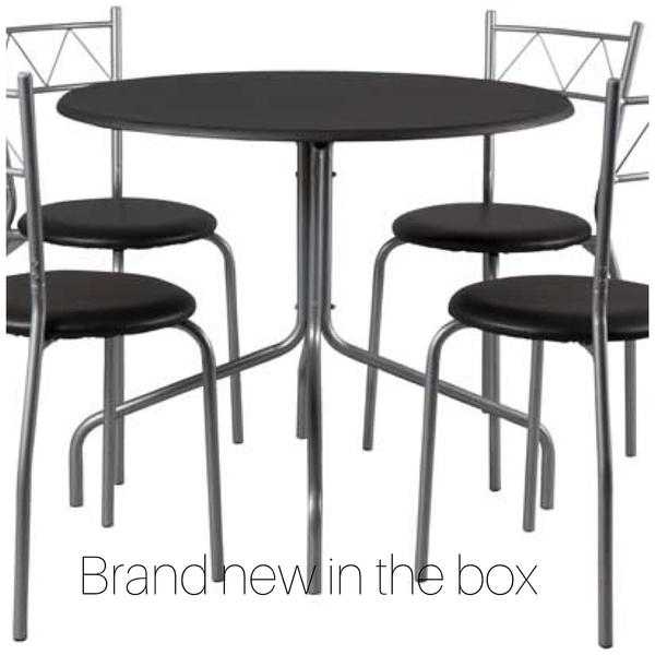 Lima bistro 4 chair dining set - black new