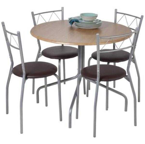 Lima bistro 4 chair dining set - oak and chocolate brand new