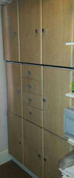 Limed oak veneer-fronted storage unit, Eastbourne
