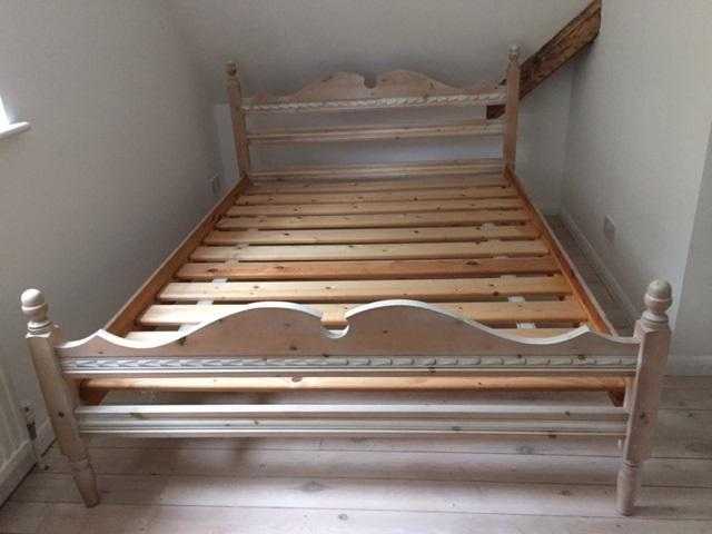 Limed Wood Double Bed Frame