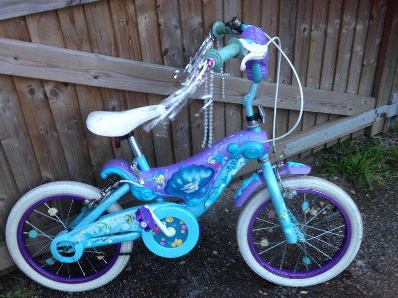 Little mermaid girls bike with stabilisers