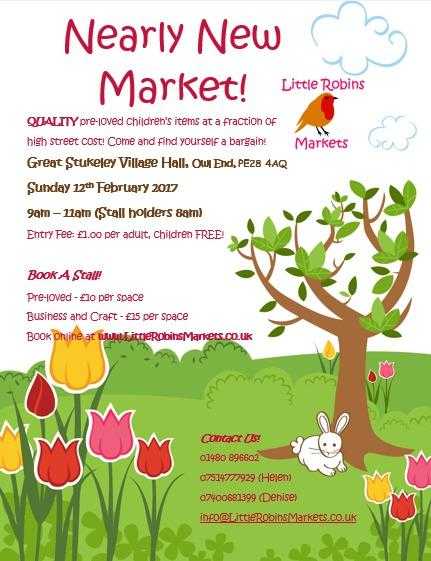 Little Robins Nearly New SaleMarket - Great Stukeley, Cambridgeshire, PE28 4AQ