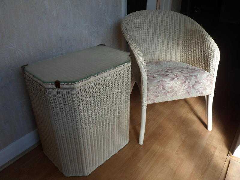 Lloyd Loom chair amd Linen Basket