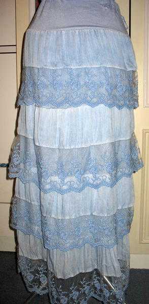 Long Lace Layered Blue Gypsy Boho Skirt LLX New