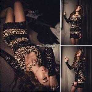 Long Sleeved Lace Leopard Print Dress