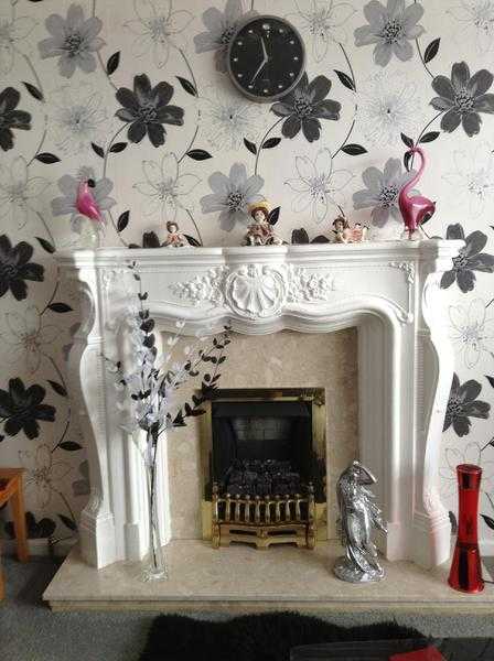 Louis fire surround with back panel and hearth