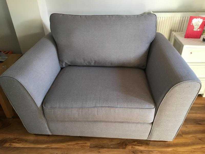 Love seat  2 seater armchair in grey fabric