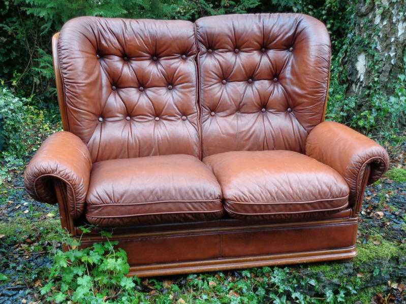 Lovely Chesterfield sofa and chair in mid brown