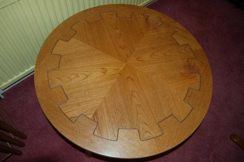 Lovely Circular Light Oak Coffee Table with Shelf Under, 34 inches diameter.