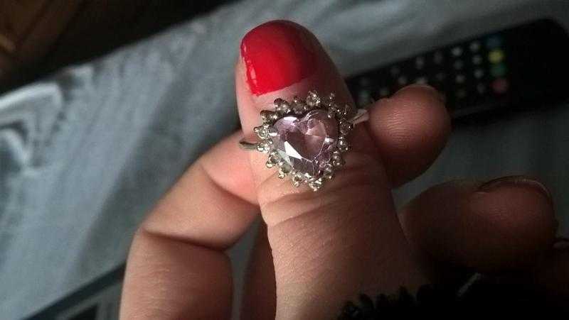 lovely pale pink cluster heart shaped ring for sale i have had it for a few about 3-4 years now.