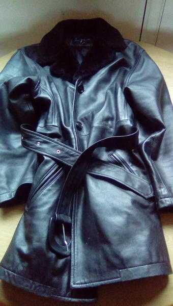 Lovely real black leather ladies coat