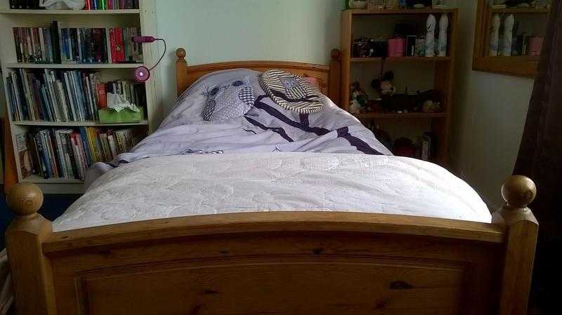 Lovely single wooden bed and mattress for sale 50