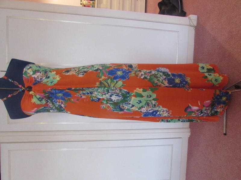 LUK Paris Orange tropical floral print maxi dress Size 1012 Excellent condition