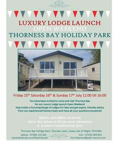 LUXURY LODGE LAUNCH OPEN WEEKEND STATIC CARAVAN COWES ISLE OF WIGHT HAMPSHIRE SOUTH COAST