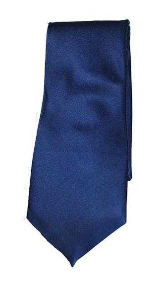 Luxury Plain 100 Silk Tie with Handkerchief (Navy)