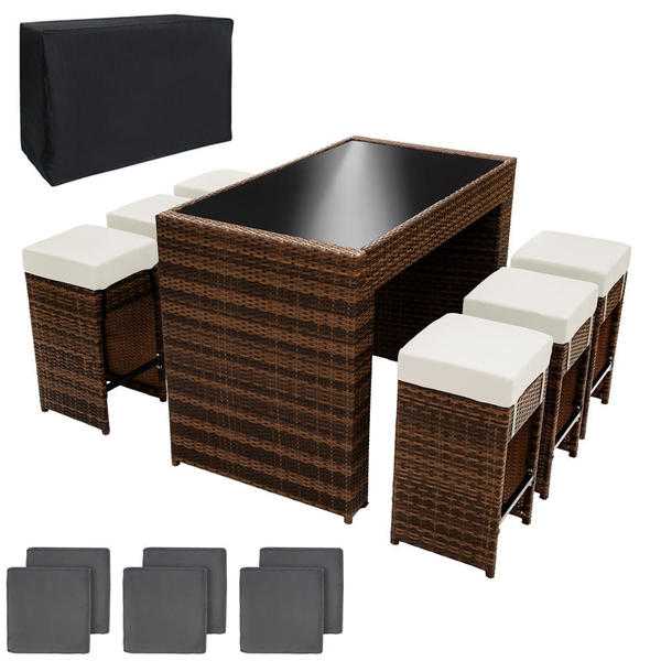 Luxury Rattan Aluminium Bar Set with 6 Barstools