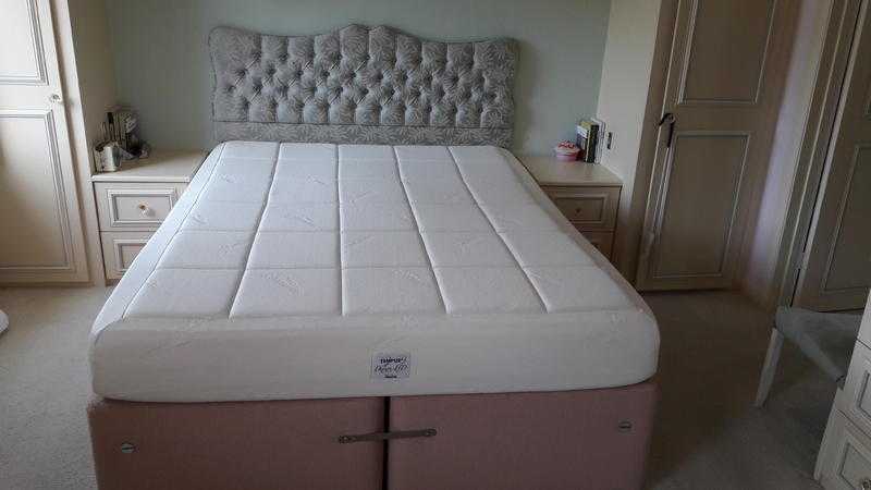 Luxury Tempur King Size Double Bed with King Size Deluxe HD Mattress amp Padded Headboard - As New