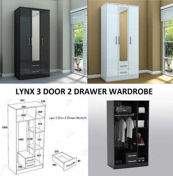 Lynx 3 door 2 drawer wardrobes great wardrobe hugely discounted mirror in the middle call now