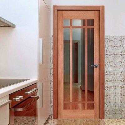 Lyon Mahogany Timber Door with Bevelled Clear Safety Glass