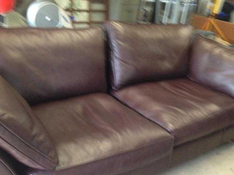 M amp S Dark brown leather sofa  matching pouffe