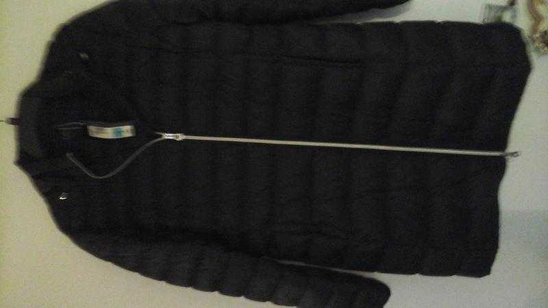 M  and s feather and down coat with hood size 14 black