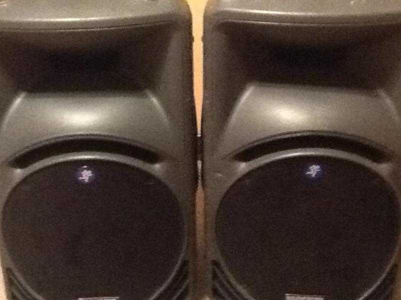 Mackie SRM450 active speakers, a pair inc. mains leads. Owned from new.