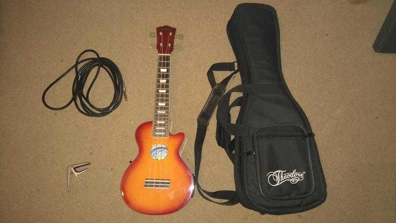 Mahalo Semi Acoustic Ukulele LP style  gig bag, lead and capo