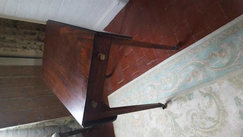 Mahogany 19th Century Drop Leaf Table on Wheels