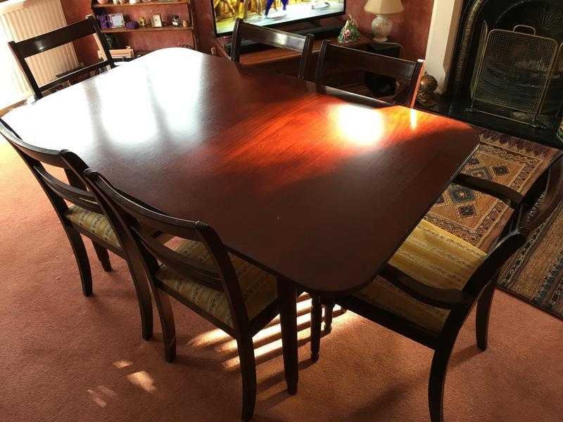 Mahogany dining table and six chairs