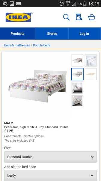 malm double bed frame and slats