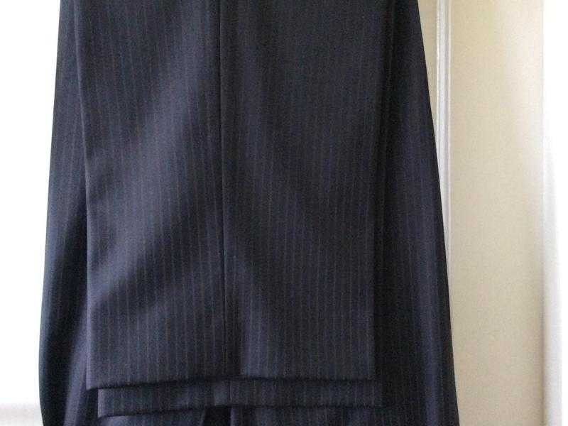 MampS navy striped suit