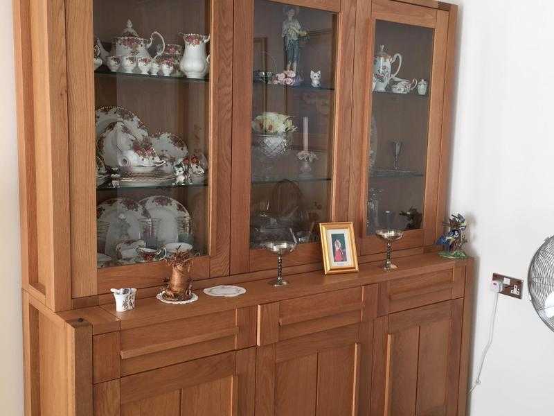 MampS Sonama solid Light Oak Sideboard with display unit above