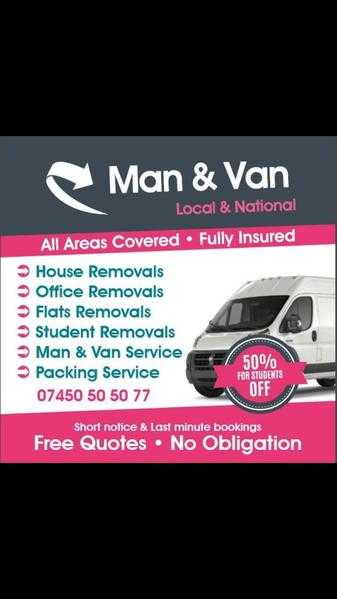 Man amp van 15ph short notice last minute booking