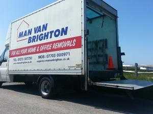 Man and a large Luton van with tail lift