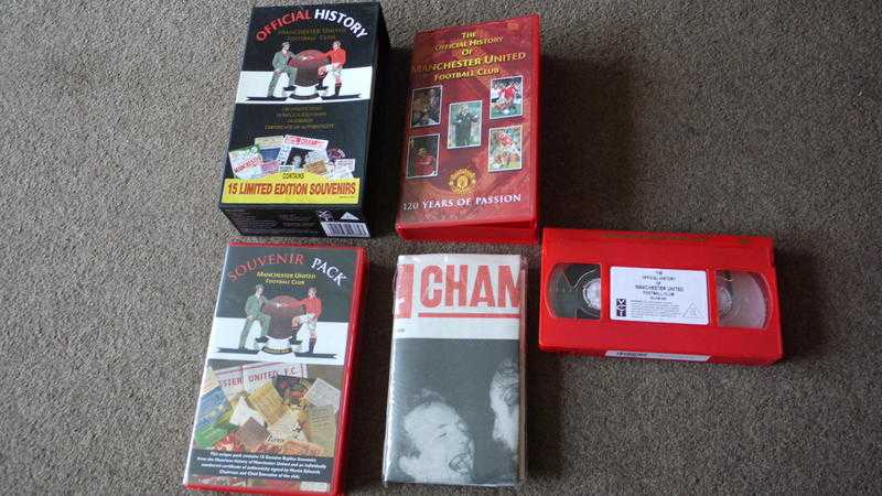 Manchester United VHS video and 15 Replica Souvenirs