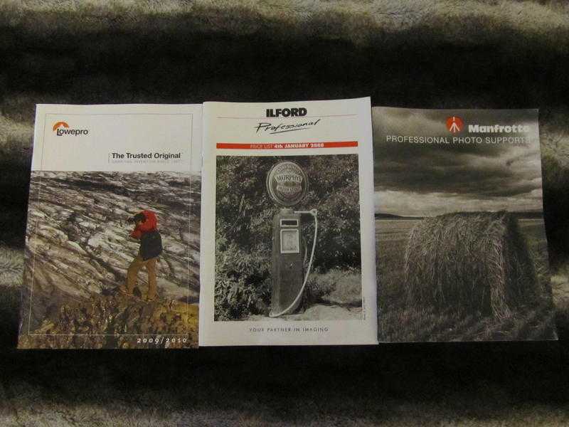 Manfrotto, Lowepro and Ilford brochures