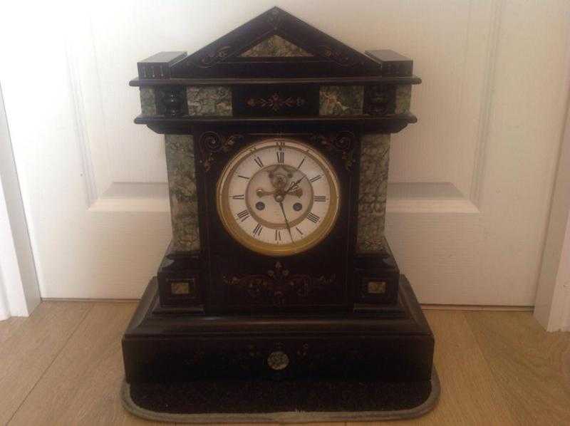 Marble and granite mantle clock